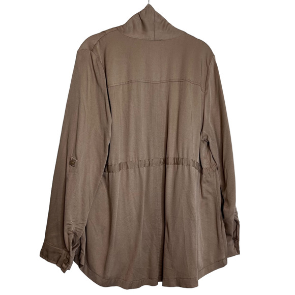 Torrid Womens Tan Twill Drape Open Front Anorak Style Jacket Size Medium/Large - Picture 3 of 6
